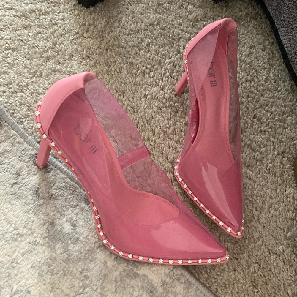 Pretty pink see-through barIII heels